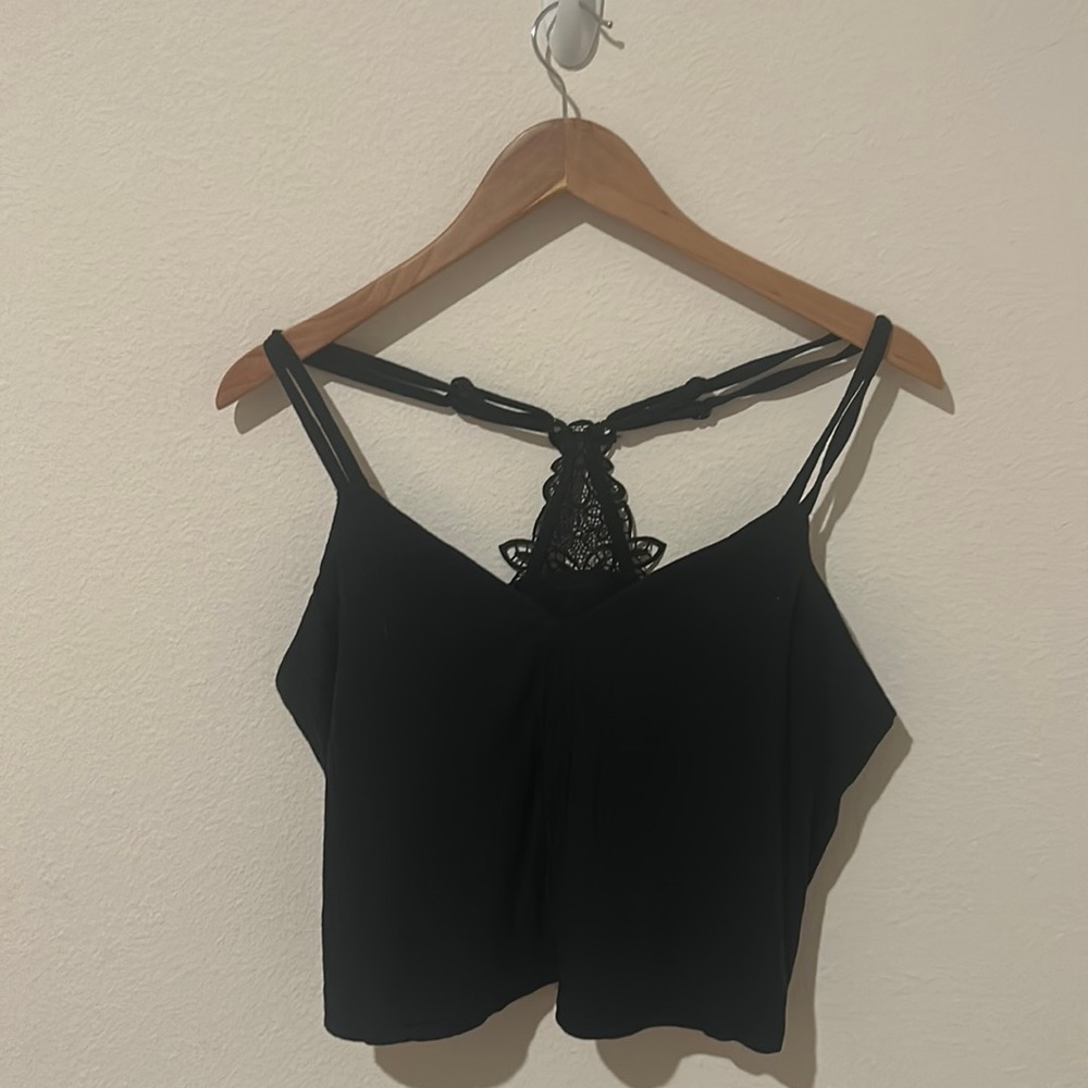 black Aerie crop top with cut out back , soft cotton